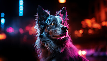 Dog in a colorful light background image wallpaper created with a generative ai technology 