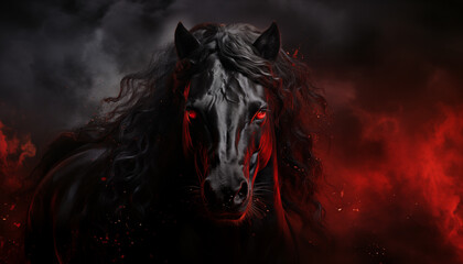 beautiful horse isolated in dark background image created with a genrative ai technology 