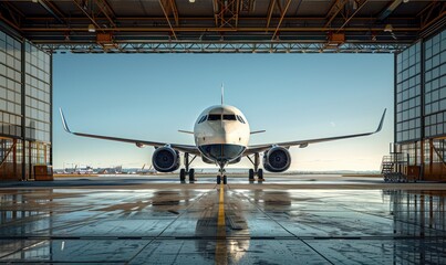 An aircraft parked in the hangar - obrazy, fototapety, plakaty