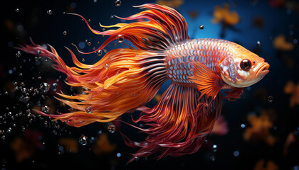 Beautiful gold and red fish wallpaper image background created with a generative ai technology