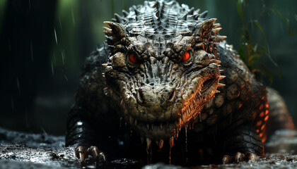 Dangerous crocodile alligator wallpaper image background created witha generative ai technology 