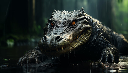 Dangerous crocodile alligator wallpaper image background created witha generative ai technology  - 768371769