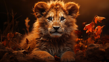 Baby lion cub wallpaper created with a genrative ai technology  - 768371798
