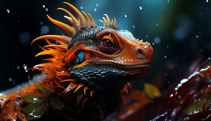 Colorful lizard chameleon wallpaper created with a genrative ai technology 