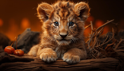 Baby lion cub wallpaper created with a genrative ai technology  - 768371934
