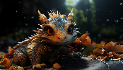 Cute  baby dragon wallpaper background created witha genrative ai technology  - 768371981