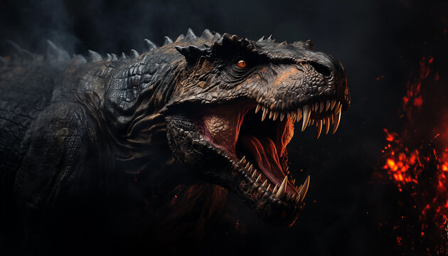T-rex  tyrannosaurus rex dinosaur wallpaper image background created with a generative ai technology