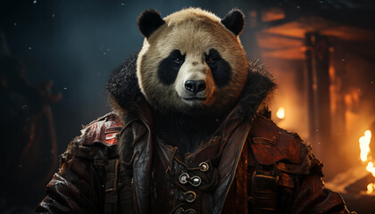 Panda warrior wallpaper image created with a genrative ai technology