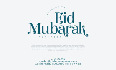 Eid mubarak premium luxury arabic alphabet letters and numbers. Elegant islamic  typography ramadan wedding serif font decorative vintage. Creative vector illustration