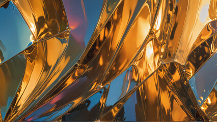 abstract golden glass sculpture - obrazy, fototapety, plakaty