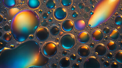 colorful oil bubbles abstract - obrazy, fototapety, plakaty