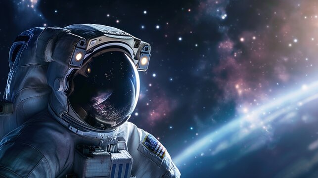 Beyond the Stars A Portrait of an Astronaut Engaged in a Common Activity Amidst the Vastness of Space