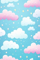 Pattern of clouds with stars children's style