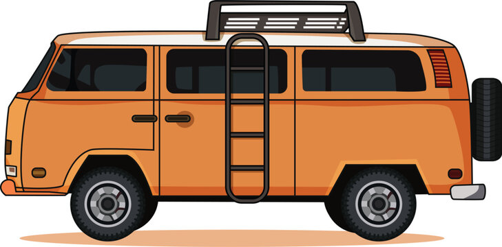 Microbus vector template design , side view , White background
