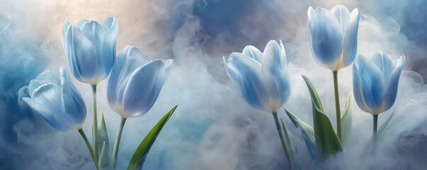 Tapeta niebieskie kwiaty. Wiosenne tulipany. Abstrakcyjne tło kwiatowe