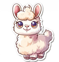 Fototapeta premium An adorable cute llama sticker in cartoon vector style illustration