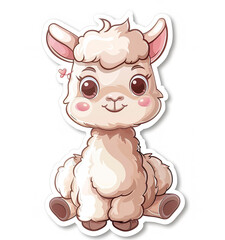 Naklejka premium An adorable cute llama sticker in cartoon vector style illustration