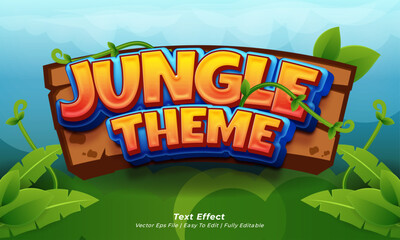 Jungle theme title gaming text effect with editable 3d text style - obrazy, fototapety, plakaty