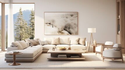 Interior design of modern living room , inspired by scandinavian elegance 