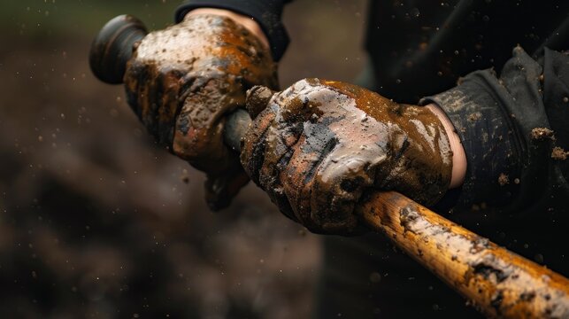 Hands covered in pine tar providing a secure and sticky grip on the bat.