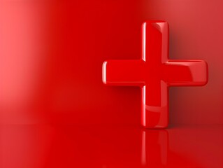 Obraz premium Red Cross Christian Religious Symbol on Minimalist Red Background