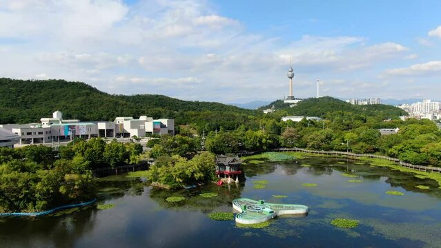 Scenery of Duryu Park, Duryu Tower, Seongdang-dong, Daegu, South Korea
