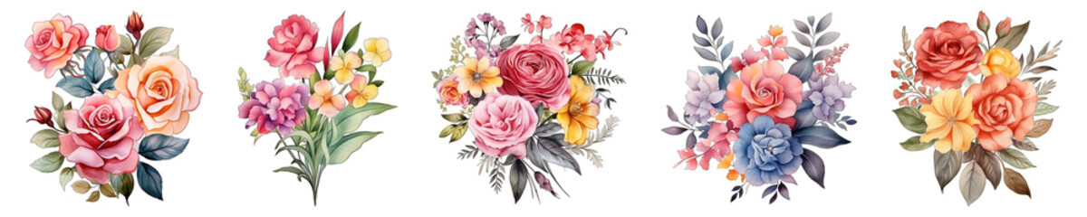 watercolor floral flower png bundle
