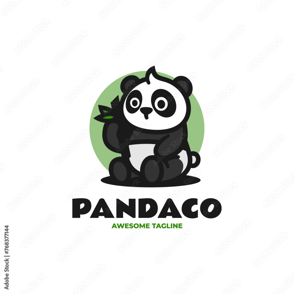 Wall mural Vector Logo Illustration Panda Mascot Cartoon Style.