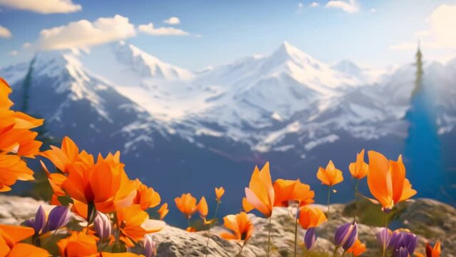 Flower fields on the mountain slopes