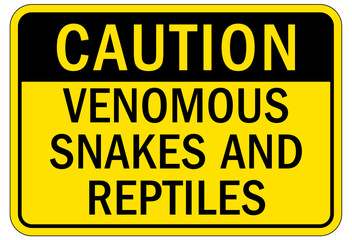 Snake warning sign venomous snakes and reptiles