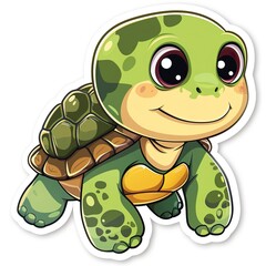 Obraz premium An adorable sticker of a cute turtle in cartoon vector style illustration