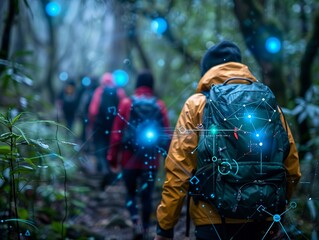 Internet of Things IoT Ecosystems harmonizing with Hiking trails