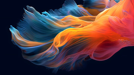 Digital technology gradient fishtail wave abstract graphic poster web page PPT background with generative