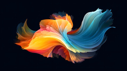 Digital technology gradient fishtail wave abstract graphic poster web page PPT background with generative - obrazy, fototapety, plakaty