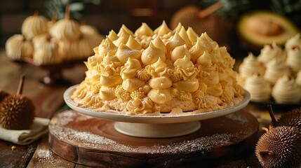 Durian Cake, arepas food, bakery, casual snacks