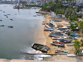 Side Aerial View of Manzanillo Beach and its Destroyed Yachts
