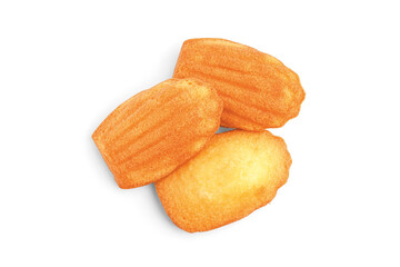 Sweet Madeleine cookies on white background