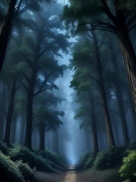 animation, motion effect dark forest conjures images of an ominous and mysterious woodland, size 3880x2160, 60fps