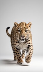 leopard walking pose on white background