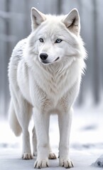 Obraz premium snow wolf on white background
