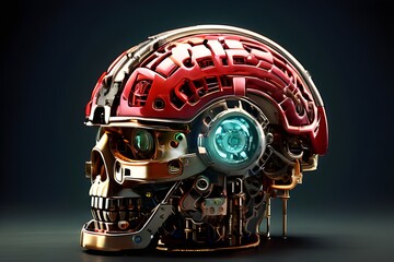 skull robot brain and crossbones