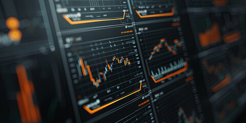 stock market charts on the computer screen, generative AI - obrazy, fototapety, plakaty