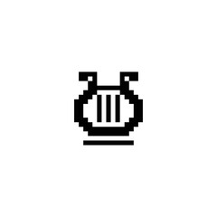 Fototapeta premium Lira musical instrument emoji, pixel art icon antique culture symbol isolated vector illustration. Design logo, mobile app, sticker, embroidery. Game assets 1-bit sprite. 