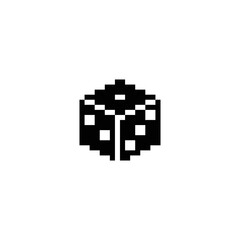 Game playing dice pixel art style icon. Isolated vector illustration. Design for logo, sticker, app. Game assets 1-bit sprite.