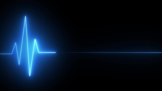Neon heartbeat line on black isolated background.Heartbeat lines animation background .Health- medicine and human heart concepts.