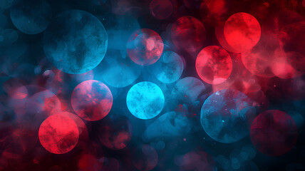 Abstract Bokeh Lights with Cool Blue and Warm Red Tones
. Digital abstract background with a beautiful blend of bokeh lights in cool blue and warm red tones.
 - obrazy, fototapety, plakaty
