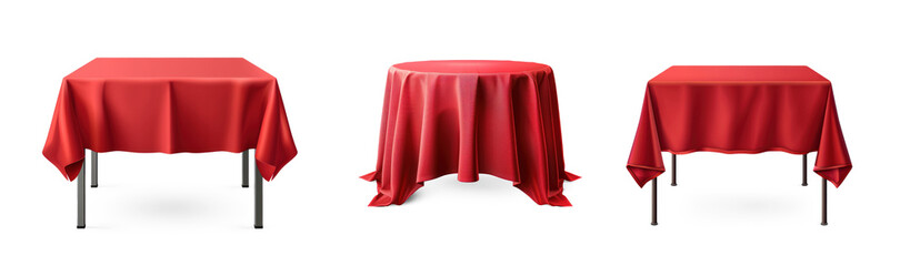 Set of  red tablecloths on transparency background PNG
