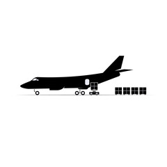 Cargo Plane Icon. Package, Fast Delivery Symbol  - Vector.