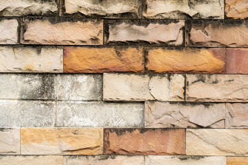 Naklejka premium Old and broken brick wall. dirty brick wall texture background. Dirty Brickwork or stonework flooring interior rock old pattern.