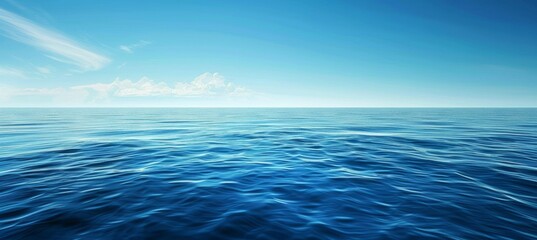 Blue sea water horizon. Generative AI technology.	

